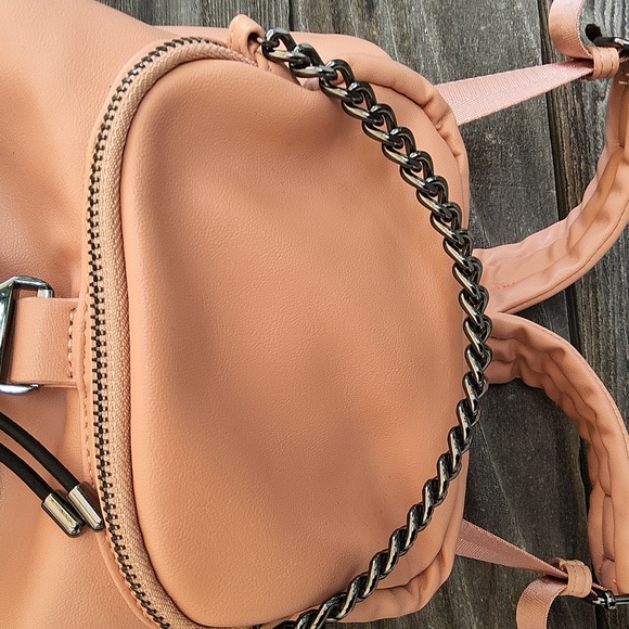 RACHEL Rachel Roy Peach Backpack with Buckke & Chain And Pockets Galore! - Picture 2 of 16